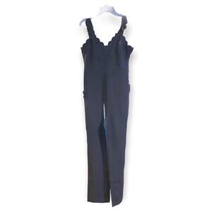 Black Foxiedox scalloped trim sleevless jumpsuit size small